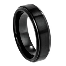 Tungsten Ring Band Flat Brushed Center with High Polished For Men & Women