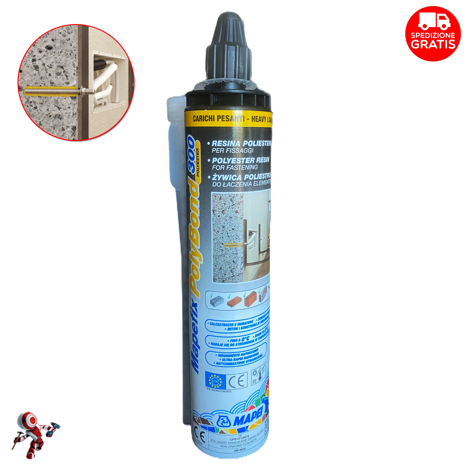 Ancorante chimico per muratura MAPEI Mapefix Polybond 300 ml resina poliestere