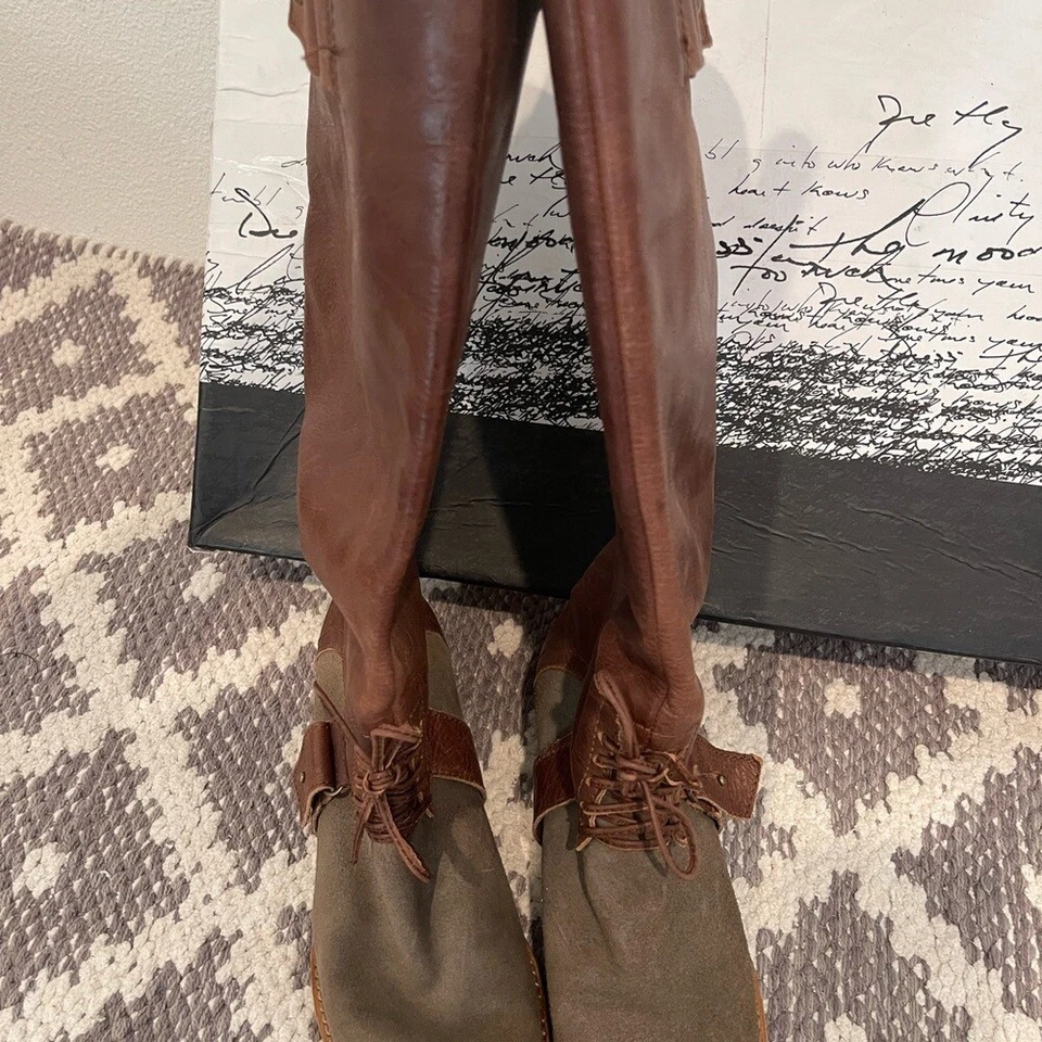 Kensie Leather Prairie Knee High Stirrip Boots with Suede Front Feature. - Image 3 of 4