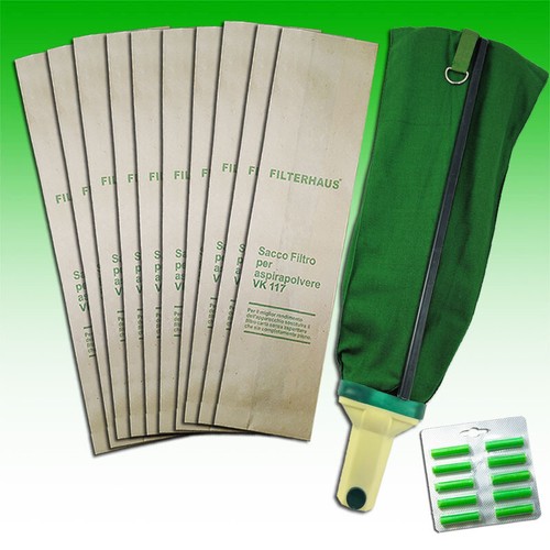 RICAMBI FOLLETTO VK 116 VK 117 SACCO COMPLETO + 10 SACCHETTI +10 PROFUMI  VORWERK | eBay