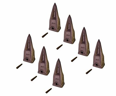 7 - Hensley Style Parabolic Tiger Rock Teeth w/ Roll Pins - 310 series - X310T