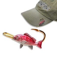 Red Snapper Hookit© Fishing hat clip - Hooks - Hat Pins - Off The Hook Jeweler®
