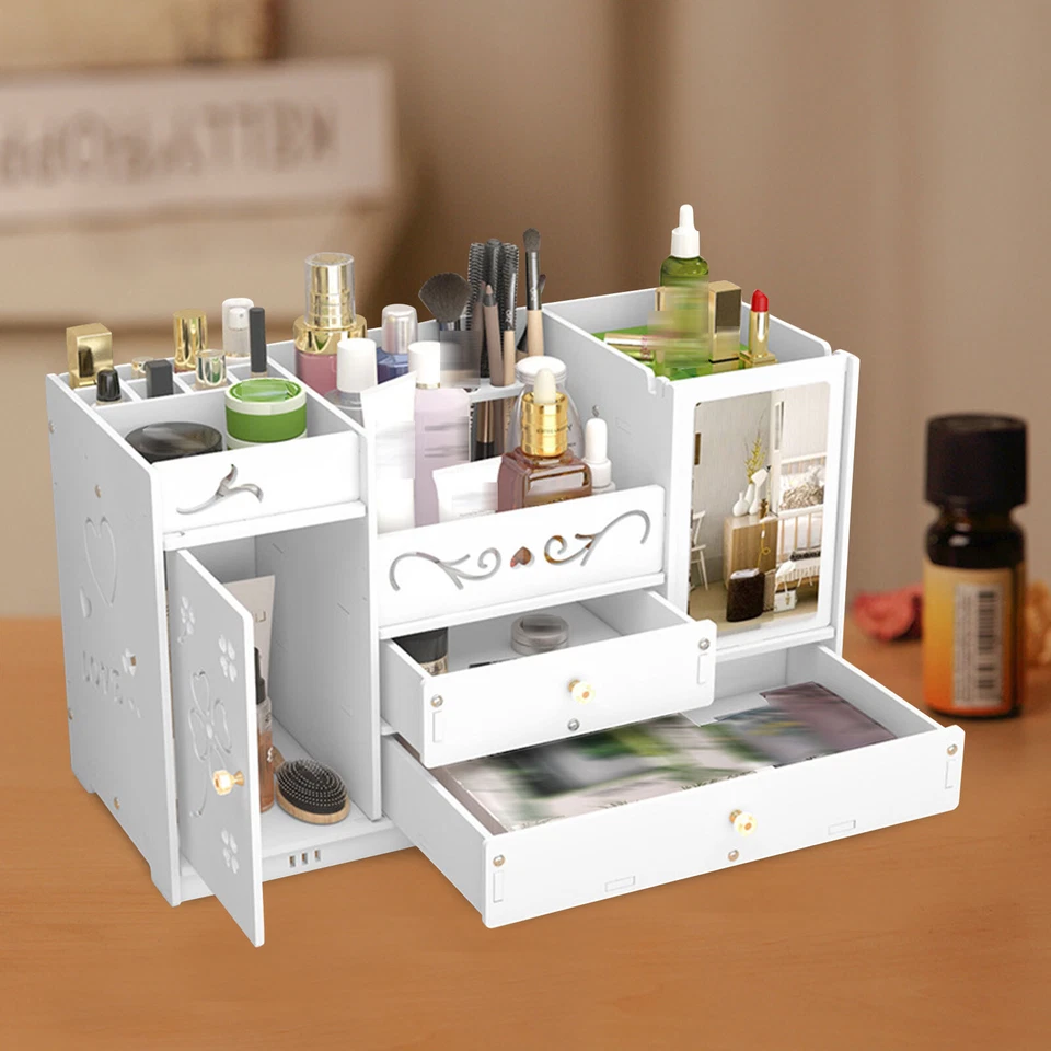 SENDERPICK NEU Make Up Organizer Schublade PVC Schmink Aufbewahrung Schmuck Box +Spiegel