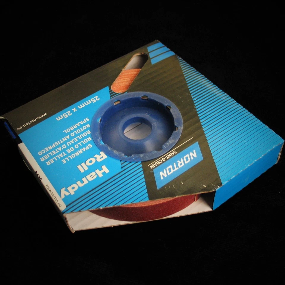 MIDLAND ABRASIVES 25mm x 25m P120 R222 Norton Best Quality Abrasive Roll with tear off dispenser.