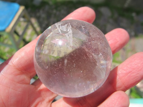 Crystal Ball Quartz Clear Polished Scrying Rock Natural Sphere Rainbows 44mms - Picture 14 of 18