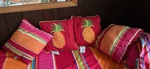 Set Of 4 100%  Cotton Accent Pillows In Fiesta Design