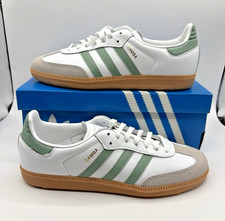 adidas gazelle silver green womens Adidas Samba White Crew Green Gum Shoes – Long Beach Skate Co