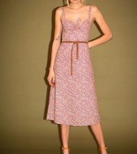 Zimmermann Dress Size 0/AU 8/US 4 Caravan Cotton Violet Floral Suede Belted