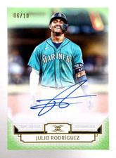 2024 Topps Definitive Julio Rodriguez Green Auto /10 Mariners DAAC-JRO OS3