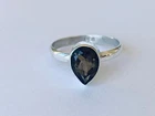 925 Sterling Silver Smokey Quartz Ring Gemstone Teardrop Topaz Smoky ,  All Size