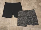2 Pair Women's Fengbay Tight Fitted Athletic Shorts Black/Camo Size XL