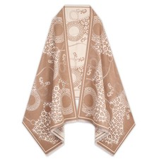 Luxury Geometric Leopard Print Shawl Plush Touch Wrap Elegant Camel Beige