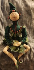 Joe Spencer Holly Sprite Christmas Flower Doll 18” Gathered Traditions Folk Art