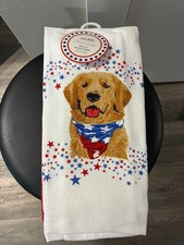 Set of 3 Kitchen Towels 18x 28 in USA Golden Retriever Colordrift 100% Cotton