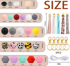 141Pcs Silicone Beads for Keychain Making Kit 15Mm 12Mm round 14Mm Polygonal ...