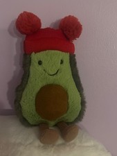Authentic Jellycat Green Amuseable Bobble Avocado Plush With Red Hat