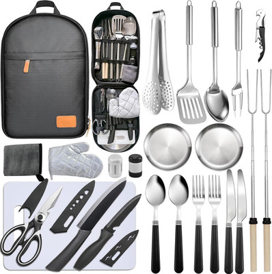 Premium Camping Cooking Utensils Set - Essential Gear for Campers & Grilling