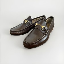 Gucci Men's Brown Leather Horsebit Loafer Dress Shoes Size 8E Model 110 0009