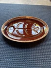 HULL Oven Proof USA 14" Oval Ribbed Steak Brown Drip Pottery Plate Serving Dish