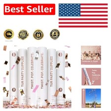 6 Pack Rose Gold Confetti Poppers - Perfect for Weddings  Celebrations