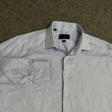 David Donahue Shirt Mens 17.5 Trim Fit Dress Button Down Long Sleeve Blue