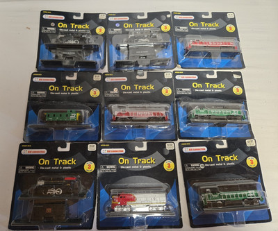 Lot Of 9 Vintage On Track Die-Cast Locomotives, Train Cars, Caboose #15131-1601