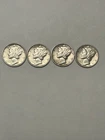 Mercury Dimes Lot Of 4 Higher Grade Silver Coins: 1939D, 1941D, 1944S, 1945P