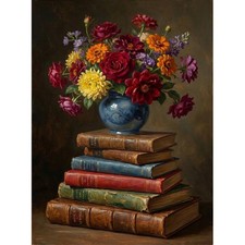 Vintage Flower Diamond Art Painting Kits for Adults,Full Drill Diamond Dots Pain