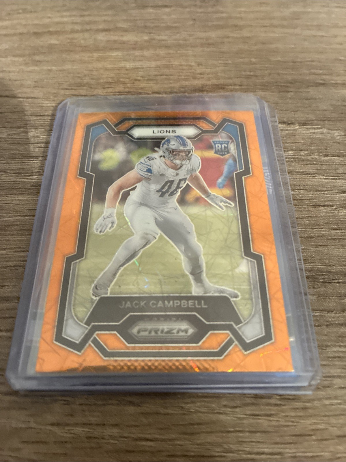 Jack Campbell 2023 Panini Prizm Orange Lazer #330 RC Detroit Lions