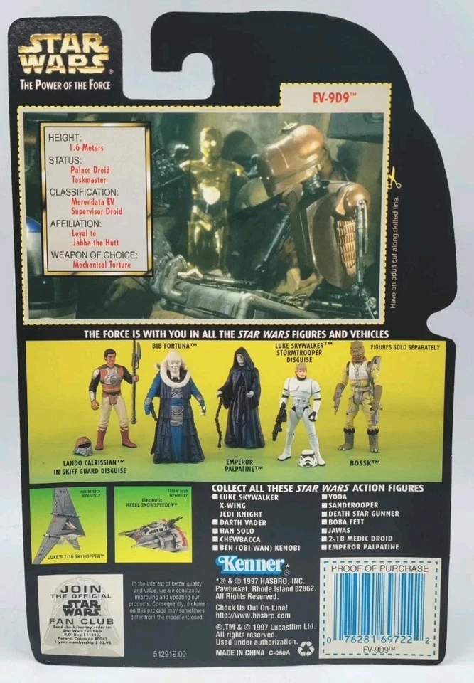 Star Wars POTF EV-9D9 1997 con Datapad Collection 2 Holo Green Card Kenner NUEVO Foto 2 de 2