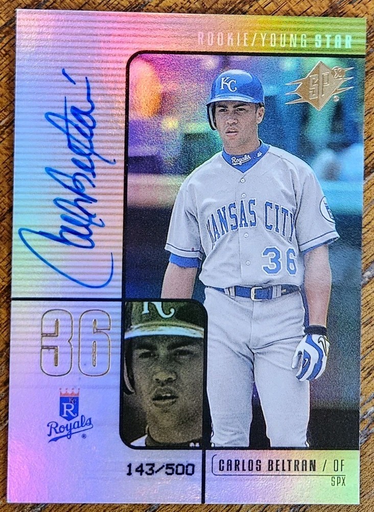 2000 UPPER DECK SPX CARLOS BELTRAN ROOKIE/YOUNG STAR AUTO AUTOGRAPH /500 NM+