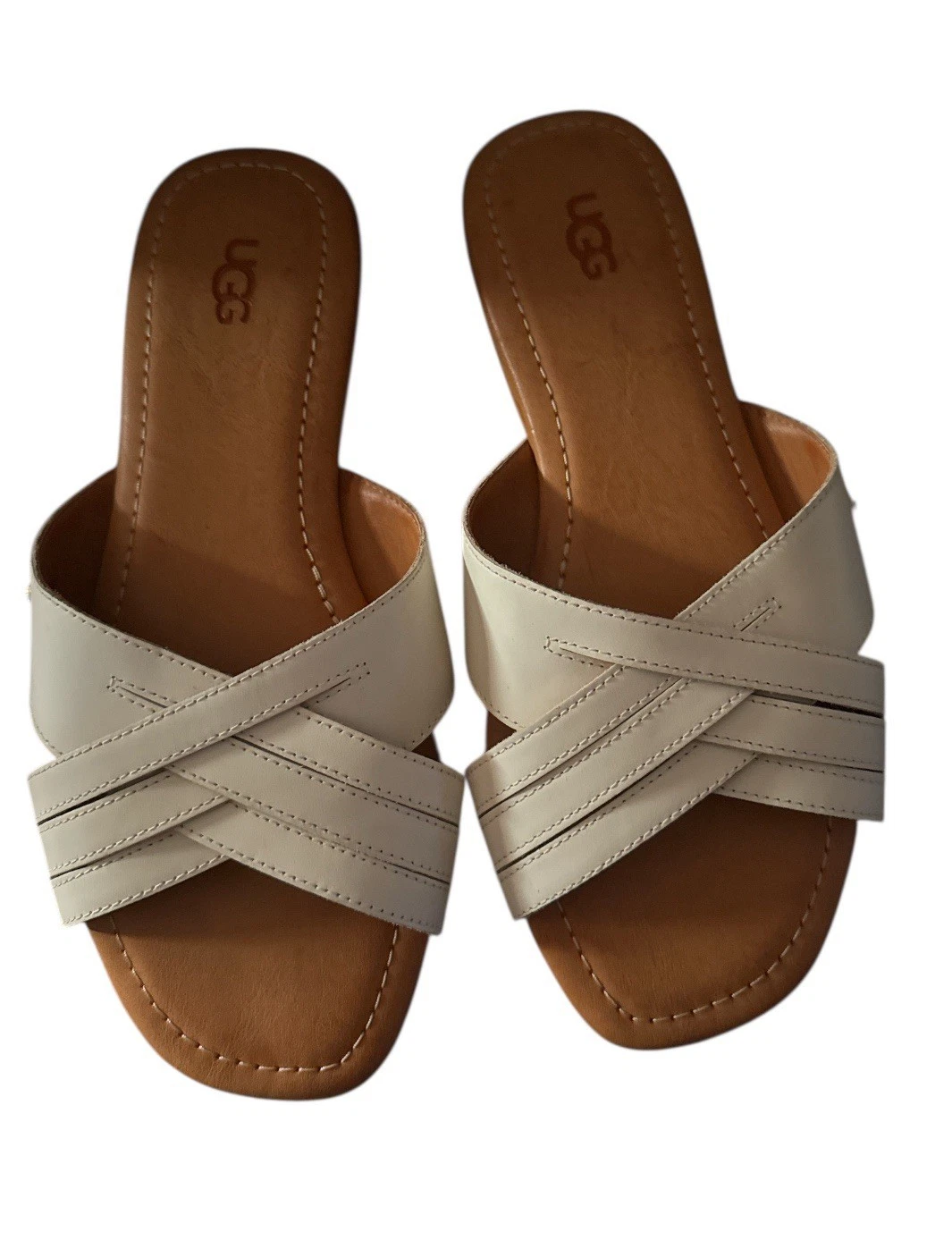 Scivoli Ugg donna Kenleigh US 8 EU 39 pelle bianca nuovi