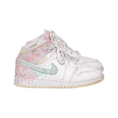 Nike Air Jordan, Sneaker, Größe: 38, 1 Mid Paint Drip, Weiß/Mehrfarbig #wI4