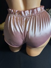 SATIN SHINY PANTIES S NEW NWOT BOW PINK FLUTTER PANTIES SISSY RUFFLE