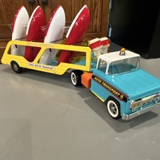 Tonka Auto Transport Truck Marine Service Vintage Toy Vehicle with Boats, Motors