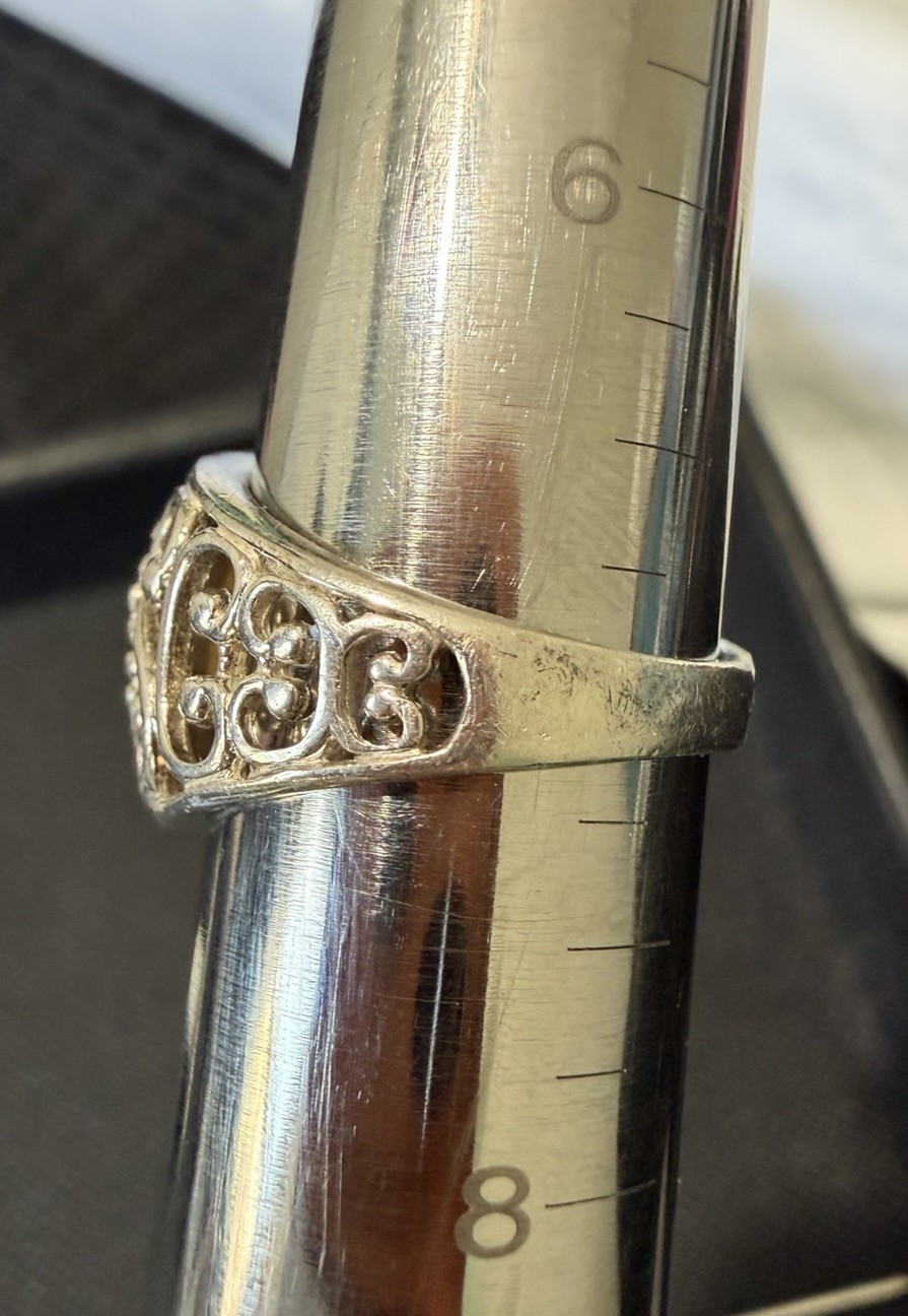 STERLING SILVER MOP OPEN SCROLLWORK RING SIZE 7 - image 9