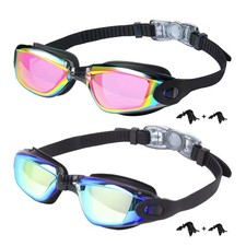 2 Pack Kids Swim Goggles Anti Fog Leak Proof UV Clear Vision 3-14 Years Old