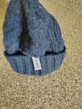 Vtg Style Old Navy Beanie Winter Hat dark blue Cable Knit Cuffed NWT