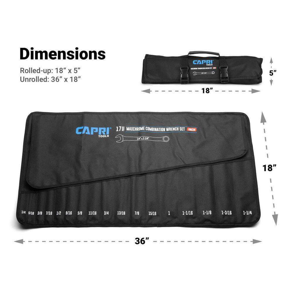 SAE Wrench Roll up Pouch (17-Pocket) Free Shipping