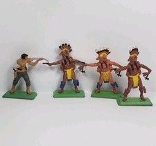 Vintage Lot of 4 Britains LTD Detail Cowboy Indian 1971 Figures Mounted xx70 