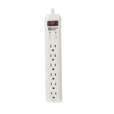 8 Ft. 6-Outlet Surge Protector, White