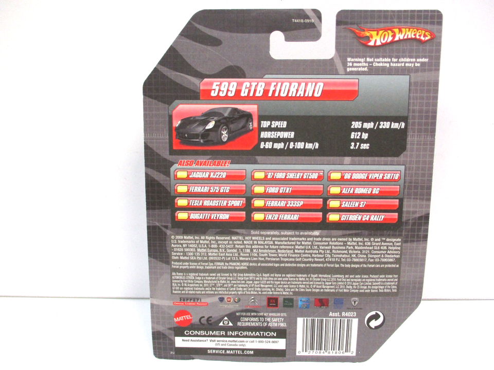 2009 HOT WHEELS - SPEED MACHINES - FERRARI 599 GTB FIORANO - DIECAST | eBay