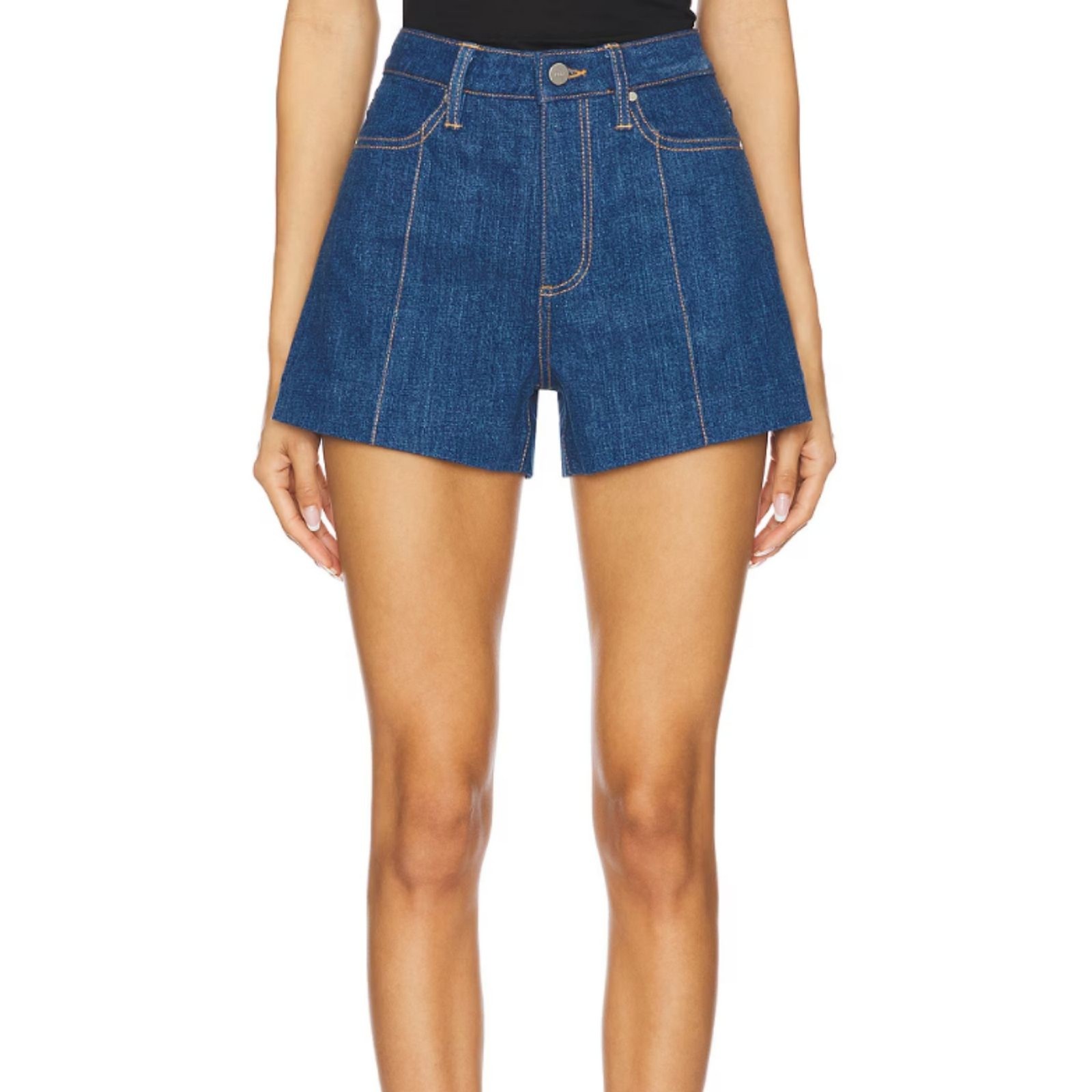 PAIGE Dani Shorts 30 Blue Pintuck High Rise Denim Cut Offs Summer Retro Aestheti