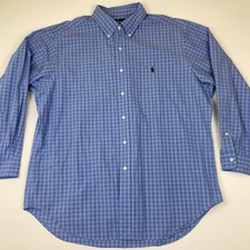 Ralph Lauren Polo Oxford Button Up Blue Plaid Long Sleeve Large L Shirt 17 32/33
