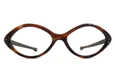 Vintage Eyeglasses Frames Polished Tortoise Brown Wrap Oversized 60-20-142