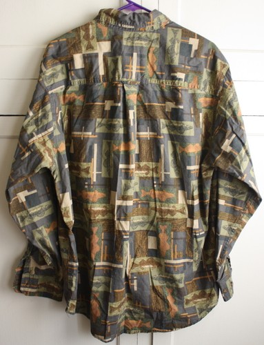 Woolrich Men's Outdoor Fish Fishing Long Sleeve Green and Brown Shirt L - Picture 5 of 5