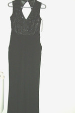 Black Playsuit 10 Lipsy lace sequin bodice, sleeveless, v neck, long leg, pocket