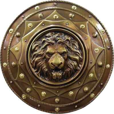 22'' Shield Lion Face Round Medieval Knight Iron Armor Solid Steel Gift