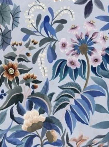 Tela cortina del gremio de diseñadores ""IKEBANA DAMASCO - AZUL PIZARRA"" 2 METROS 100% ALGODÓN - Imagen 6 de 9