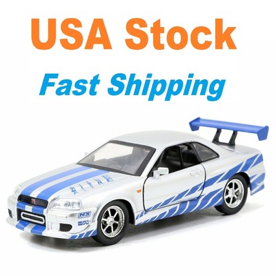 Fast And Furious 02 Brian S Nissan Skyline Gtr R34 Diecast Toy Car 5 5 1 32 Ebay